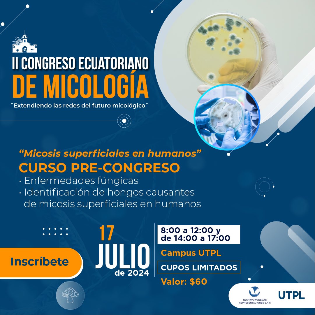 IICEM24's tweet photo. 🍄Conoce nuestros Cursos Precongresos👇🏼👇🏽

Hemos diseñado dos cursos precongreso para fomentar el conocimiento y habilidades en áreas específicas de la mano de expertos: 

1. Sistemática de hongos y su potencial biotecnológico 🍄

2. Micosis superficiales en humanos 🧫🧬 https://t.co/YHt0LZCnLG