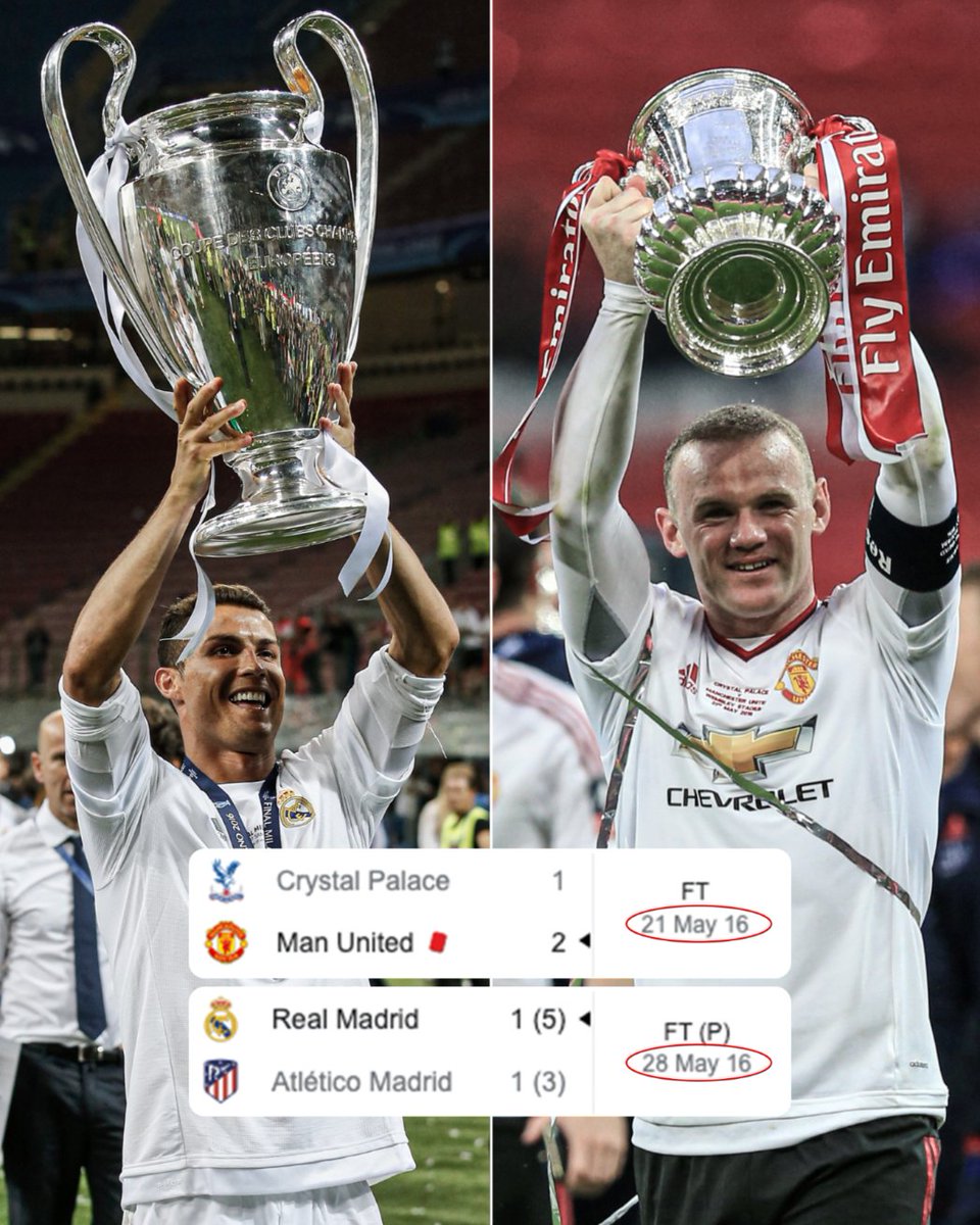The last time Manchester United won the FA Cup, 7 days later Real Madrid won the Champions League. We are 7 days away from the Champions League final at Wembley 👀