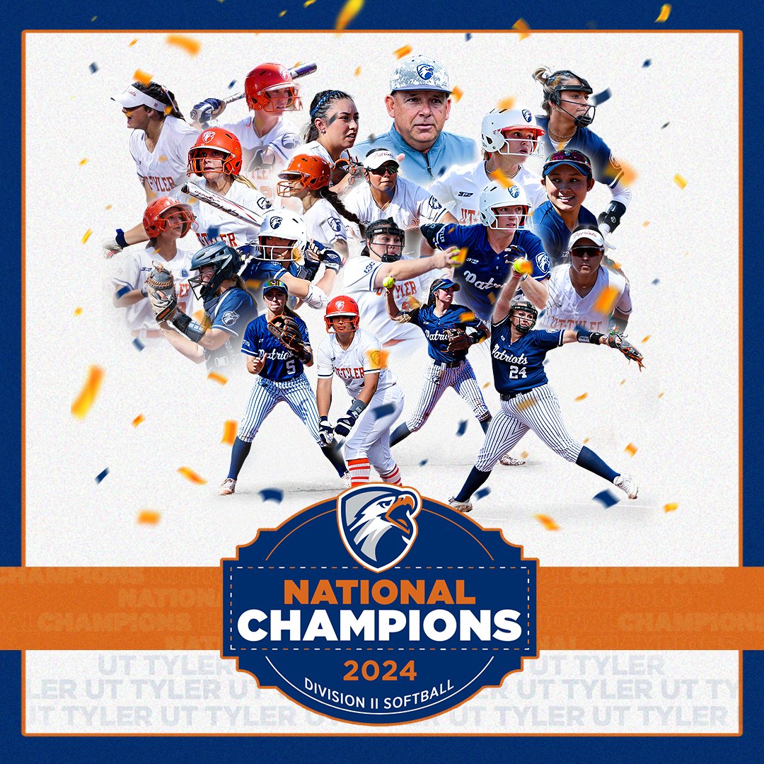 UT Tyler Patriots (@uttylerpatriots) on Twitter photo SB | THE PATRIOTS ARE NATIONAL CHAMPIONS!
With a 10-1 victory over #13 Western Washington. <a href="/Patriot_sb/">Patriot Softball</a> has claimed the 2024 NCAA Division II Softball National Championship!
#SWOOPSWOOP SB | THE PATRIOTS ARE NATIONAL CHAMPIONS!
With a 10-1 victory over #13 Western Washington. <a href="/Patriot_sb/">Patriot Softball</a> has claimed the 2024 NCAA Division II Softball National Championship!
#SWOOPSWOOP