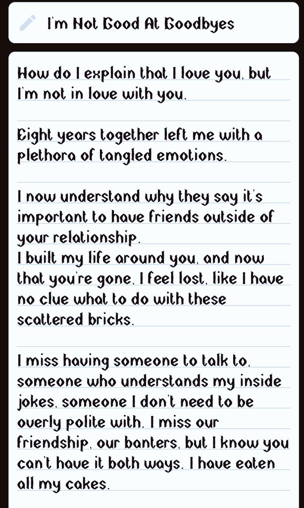 OjonugbaUjah's tweet image. DAY 24: This is goodbye, I guess...
#30DaysWritingChallenge
#PinaLibrary