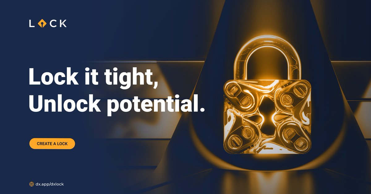 Diamond hands? DxSale's got the vault for your precious tokens! 💎🔒 Lock it tight and watch your project unlock its full potential. 🚀✨ Secure your future, today: dx.app/dxlock/create