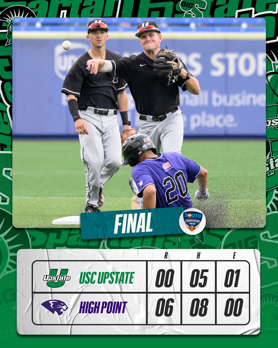 Another historic season for the Spartans has come to an end... Upstate falls in the 2024 Big South Baseball Tournament Championship Game Saturday, closing a 36-24 campaign. Many moments and players to be proud of, thank you all for your support this season! #SpartanArmy ⚔