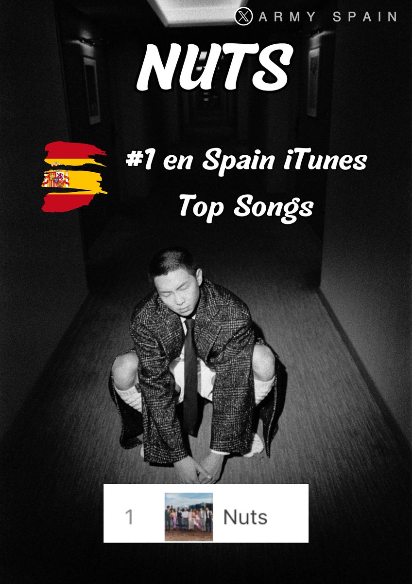 🔥🔥🔥🔥🔥🔥🔥🔥 E- Army sois maravillosxs💜 Conseguido el 3º RETO🎊 'NUTS' es #1 en la lista de canciones de iTunes España Esta es la cuarta canción de #RIGHTPLACEWRONGPERSON de #RM que consigue el top en España. Se une a CBTM, Lost y Domodachi💪 Sigamos llenando iTunes de