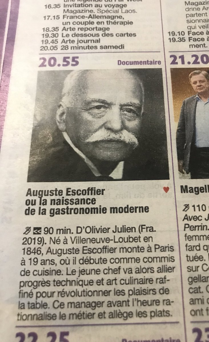 ⏰ 😳 Auguste Escoffier ou la naissance de la gastronomie moderne ! @ ARTE 📺 @Musee_Escoffier #AugusteEscoffier 📺 🕰 👗 🍷 🥯 🥂 💜 🖼 🎂 🍍 🍰 ❤️