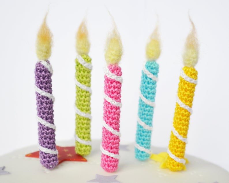 Colorful Crochet Candles ... A Cute Birthday Accessory At Any Age! 👉 buff.ly/2ZDtx9n #crochet #handmade