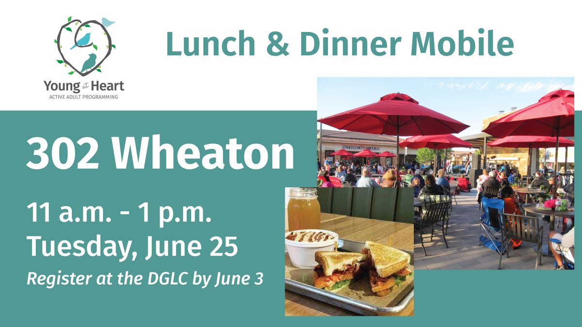 BvilleParks's tweet image. Hungry for delicious meals and good company? Join Lunch &amp;amp; Dinner Mobile programming with #YoungAtHeart! Have a  mouthwatering meal and lively conversations at #302Wheaton. Let the park district do the driving. Reserve a seat today! Register by Monday, June 3🚗🍽️ #CommunityDining