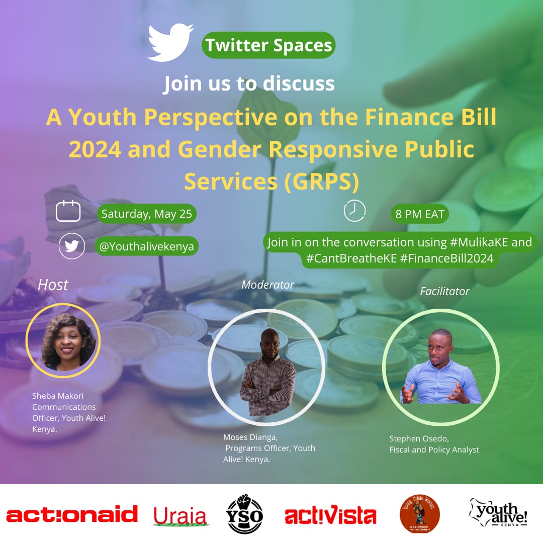 Young people must engage with the Finance Bill 2024 to ensure their voices are heard. Active participation in the policy-making process is crucial for shaping a future that reflects their needs and aspirations. @ActionAid @YouthAliveKenya @UraiaTrust #CantBreatheKE #MulikaKE