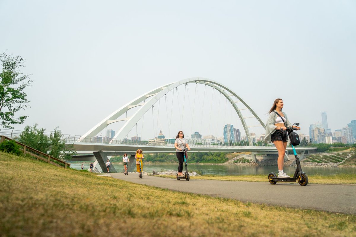 Shared e-scooters and e-bikes will hit city streets early June. Grab one and ride along our newly installed Summer Streets connecting Edmonton’s growing network of shared pathways and bike routes! Plan your route at edmonton.ca/DiscoverYEG #YegWalk #YegBike #YegStreets