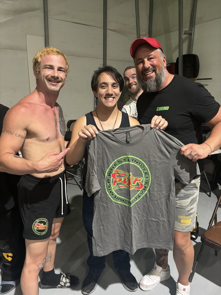 Last night marked our 10th consecutive year of running shows in NC! As a small token of appreciation for not missing one single event, Colby and Steve Corino presented Zachary Cushine with a special t-shirt for his continued patronage. Here’s to 10 more years!