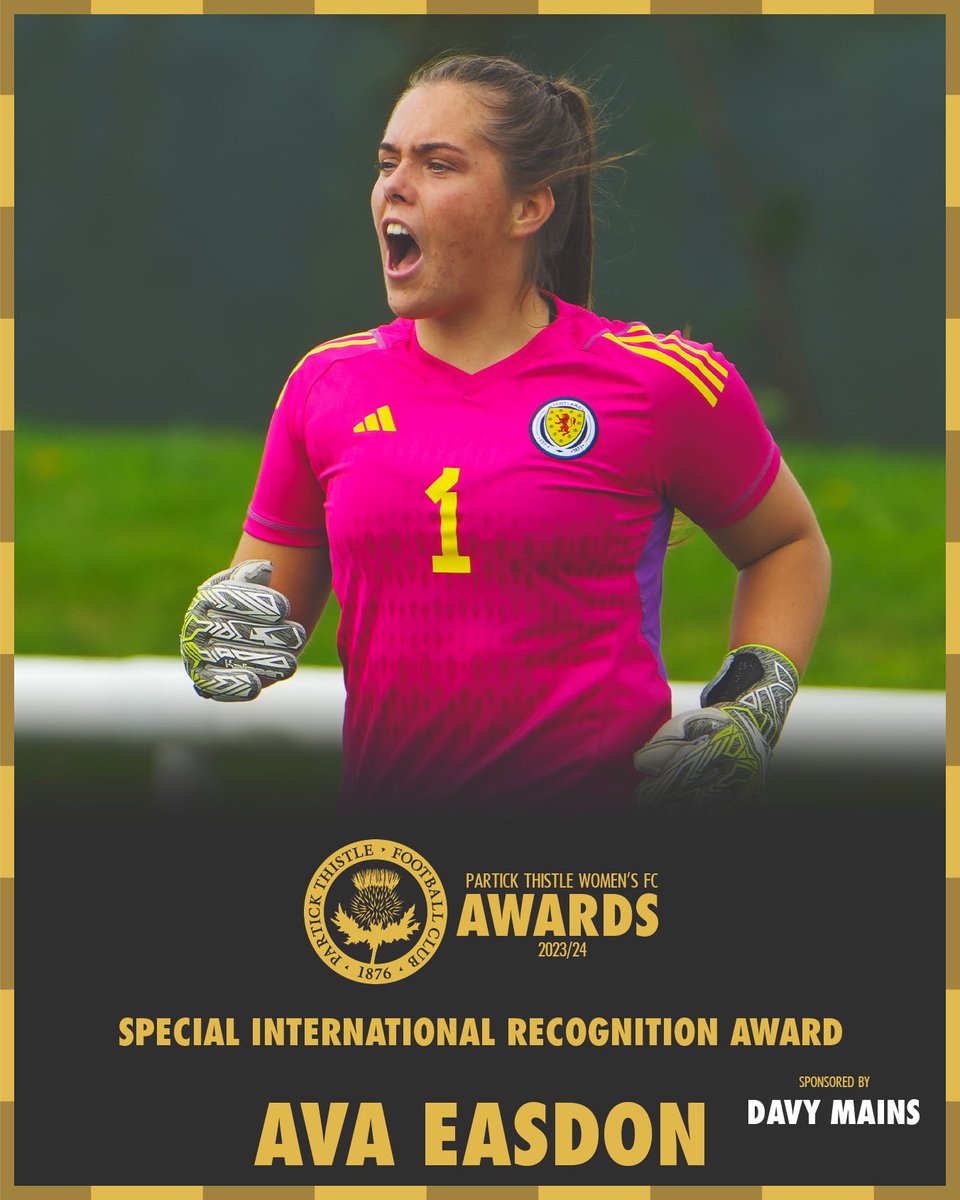 🏴󠁧󠁢󠁳󠁣󠁴󠁿Special International Recognition Award.

Our first award of the night, sponsored by Davy Mains, goes to AVA EASDON for recognition of her call up to Scotland Under-19s.

👏@EasdonAva

#PTWAwards #BePartOfThis