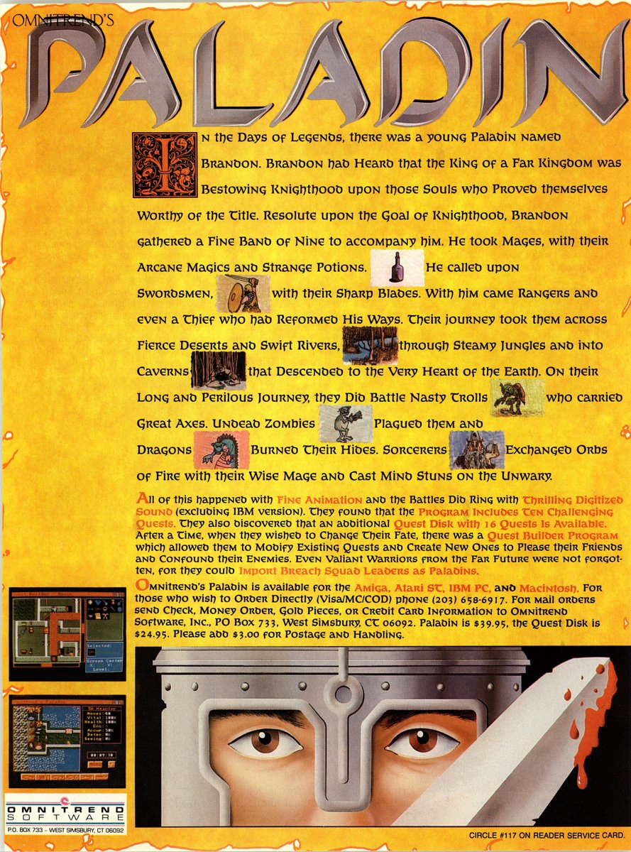 Paladin
Source: VideoGames and Computer Entertainment 2 (February 1989)
Scan Source: RetroMags

#retrogaming #amigagaming #dosgaming