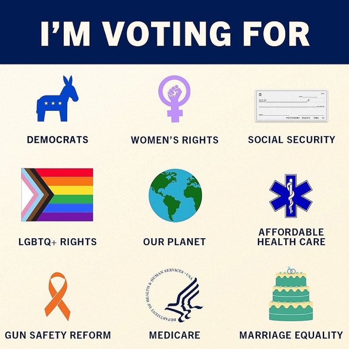 #DemsUnited #Fresh #ProudBlue #LiveBlue ✔️I am voting Democrat to protect my Social Security and Medicare ✔️I am voting Democrat to protect women’s reproductive freedoms ✔️I am voting Democrat to save our planet! ✔️I am voting Democrat for gun safety reform ✔️I am voting