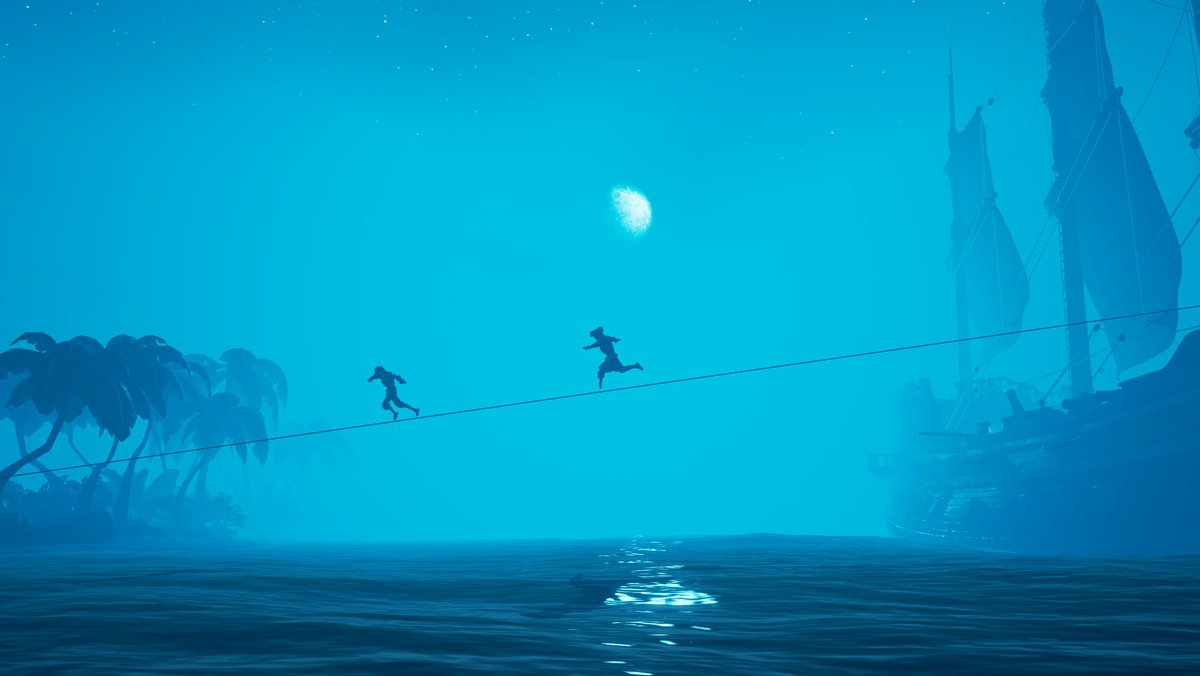 Dancing (trying to stay on the Harpoon) in the Moonlight 🌕 #SeaOfThieves