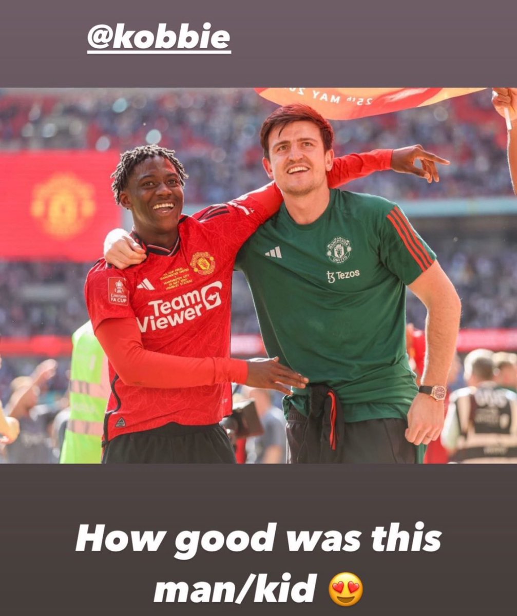 📲 Harry Maguire on Instagram on Kobbie Mainoo.