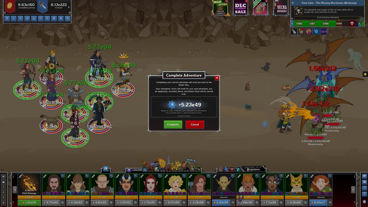 DystopianInn's tweet photo. Quite a nice 1st run on the #Birdsong-#Timegate in #IdleChampions on #Twitch - we hit area 1189 without a single potion - and still over 2 days to go, yay!
https://t.co/rQ4oHJy4c6
https://t.co/55a5RVVxRI
Next up in ~15 mins: #AlbionOnline - the Road to a Billion! https://t.co/0U0zlB6ibi