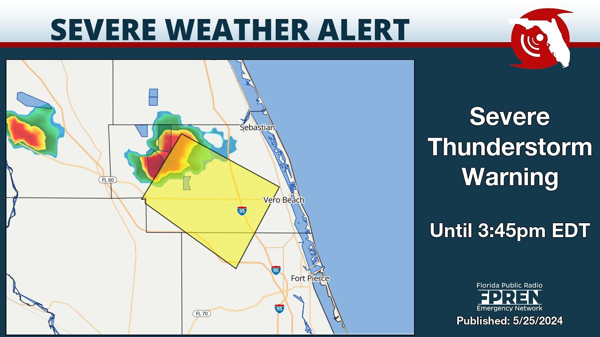 Severe Thunderstorm Warning for Indian River and St. Lucie County until 3:45pm EDT. Details on the Florida Storms app. #flwx