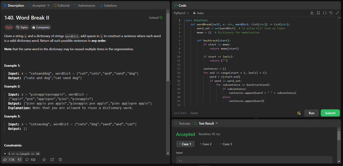 akhand_4795's tweet photo. 🌟Day of 57 my '60 Day DSA Challenge' complete!
Today's challenges tackled on LeetCode:💡🚀

1. Problem No. 140 - Word Break II
2. Problem No. 888 - Fair Candy Swap

#60DayDSAChallenge #Python #LeetCode #DataStructures #Algorithms #ProblemSolving #Progress #Day57 https://t.co/5yeM3WePsi