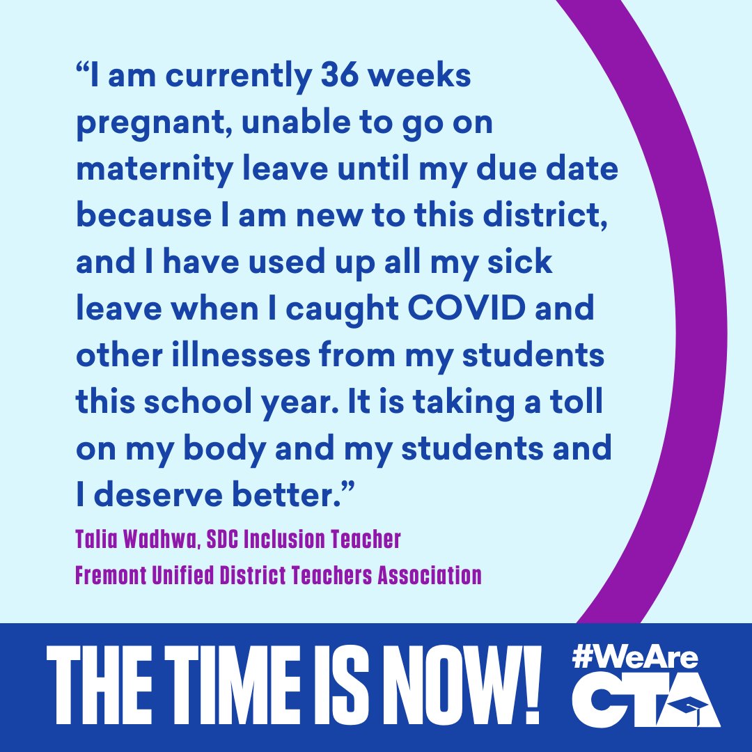Let’s fix a broken system that leaves educators without any paid disability related to pregnancy! #AB2901 will end a status quo that disproportionately discriminates against women. Our educators and our students deserve better! #PregnancyLeaveNow #WeAreCTA