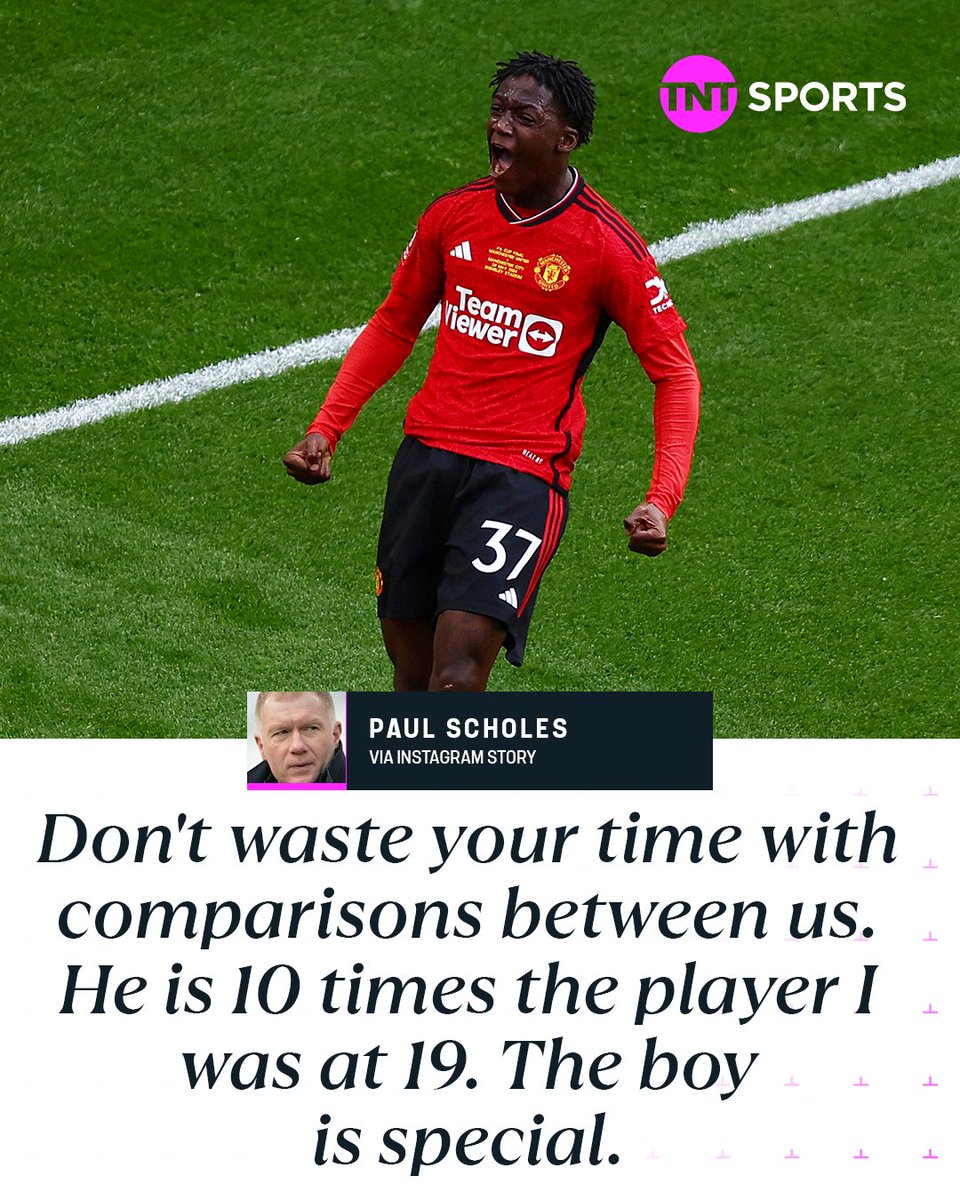 Paul Scholes with the 𝐇𝐈𝐆𝐇𝐄𝐒𝐓 of praise for Kobbie Mainoo... 😳