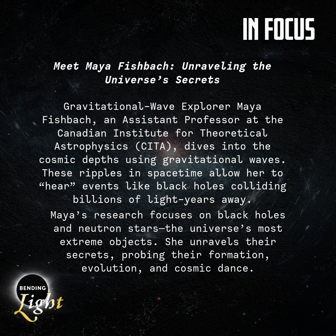 🎙️ Join the Conversation: Catch Maya Fishbach as a Q&amp;A panelist following the private screening of Bending Light in Toronto on May 27th. 🎥✨

🌌 Event Details
Showing at Spadina Theatre
Doors open: 6:45 PM
Free Admission
Registration Required
RSVP at karmafilm.ca/bendinglight