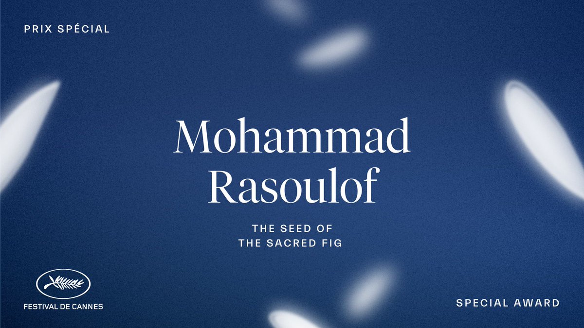 Le Prix Spécial est attribué à MOHAMMAD RASOULOF pour THE SEED OF THE SACRED FIG.
-
The Special Award goes to MOHAMMAD RASOULOF for THE SEED OF THE SACRED FIG.

#Cannes2024 #Palmares #Awards #PrixSpécial #SpecialAward
