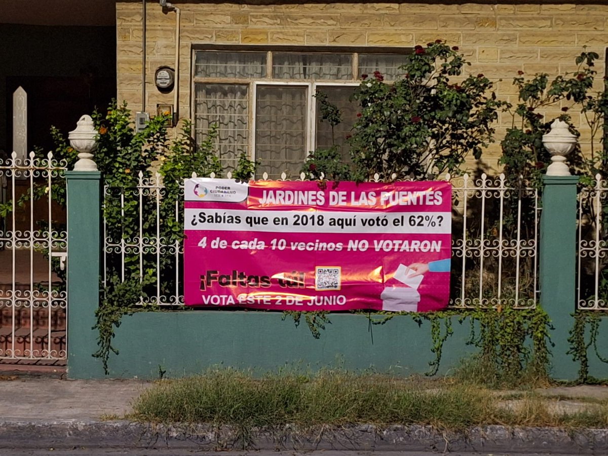 Más lonas de nuestro proyecto #AdoptaUnaLona. 

Sabías que en #JardinesdelasPuentes en San Nicolás de los Garza en #NuevoLeón, sólo el 62% votó en 2018. 

¿Te sumas a cambiar esa cifra?

#PoderCiudadano
#EleccionesMéxico2024