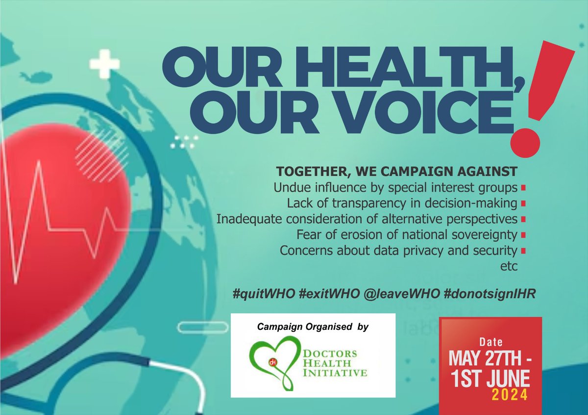 Doctorshea85856's tweet image. My life, my choice!
We don't want agencies, parastatals or bodies making individual health decisions for us. 
No to 'one world, one health'
We are all different.
#cancelwho 
#exiththewho 
#LeaveWHO 
#STOPWHO 
#exittwho