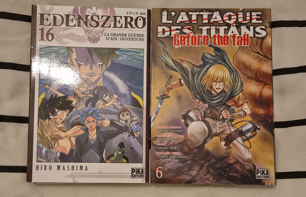 KreyDrear's tweet photo. Lectures de la semaine 😁 

@pikaedition 

#EdensZero #LAttaqueDesTitans #BeforeTheFall https://t.co/LXO6EalKp6