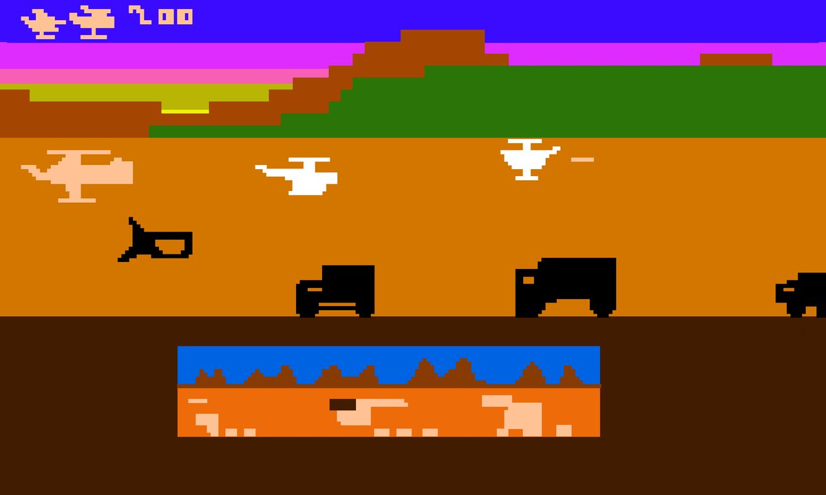 A pixel brush painting of Chopper Command for the Atari 2600 in HiPaint. Source image from Google Images and Wikipedia #retrogaming #Atari #Atari2600 #choppercommand #HiPaint
