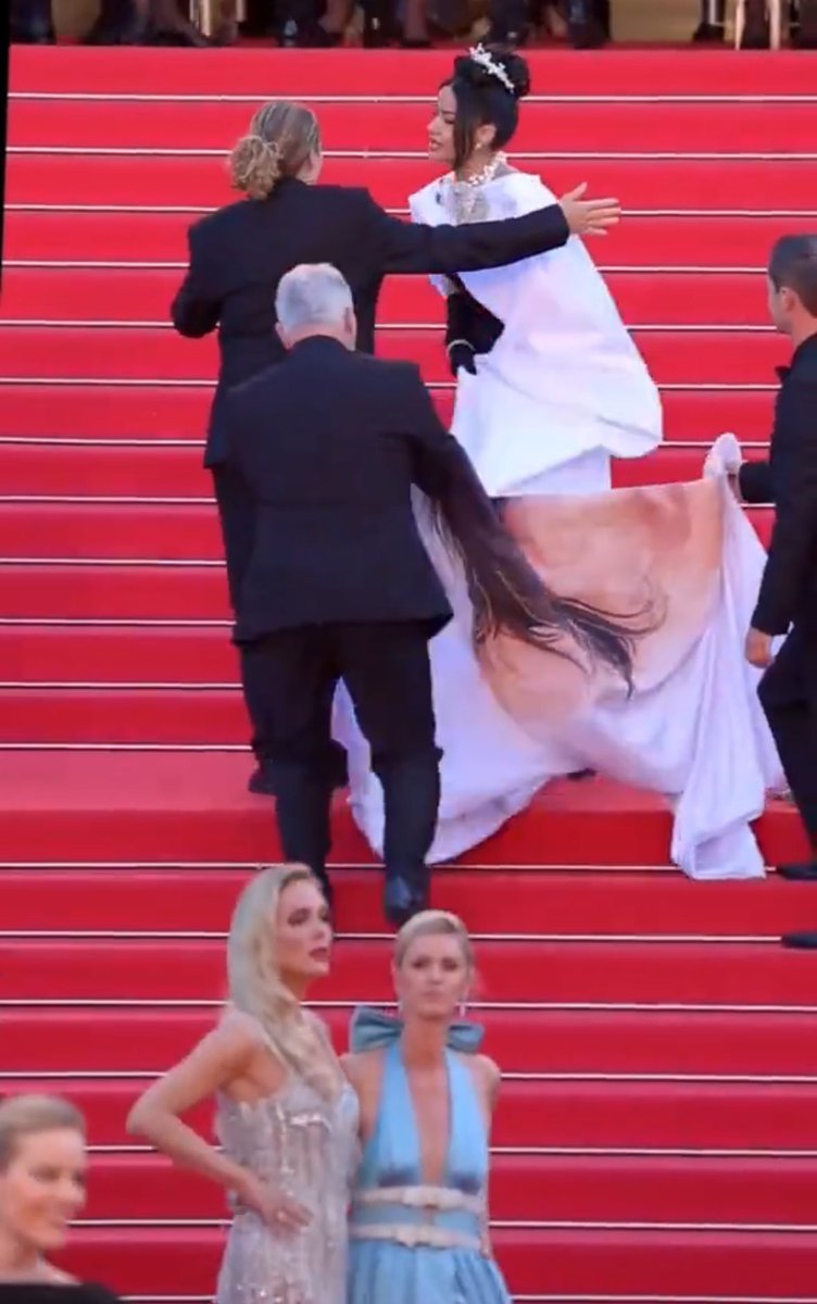 So it turns out the same security team that rushed Kelly Rowland off the Cannes red carpet also did the same with Dominican actress Massiel Taveras. Notice this. Notice who is rushed and who is not.