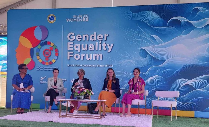 Leading gpanel on Gender Equality Accelerator to Revitalise SIDS Economies joined by <a href="/KerryScott/">Kerry Scott</a> <a href="/MereseiniRakui1/">Mereseini Rakuita</a> <a href="/KristinaElsea/">Kristina Elsea</a> <a href="/SamanthaHung__/">Samantha Hung</a> spoke about leadership to implement policy, partnership, technology as an enabler, data enabled decision making