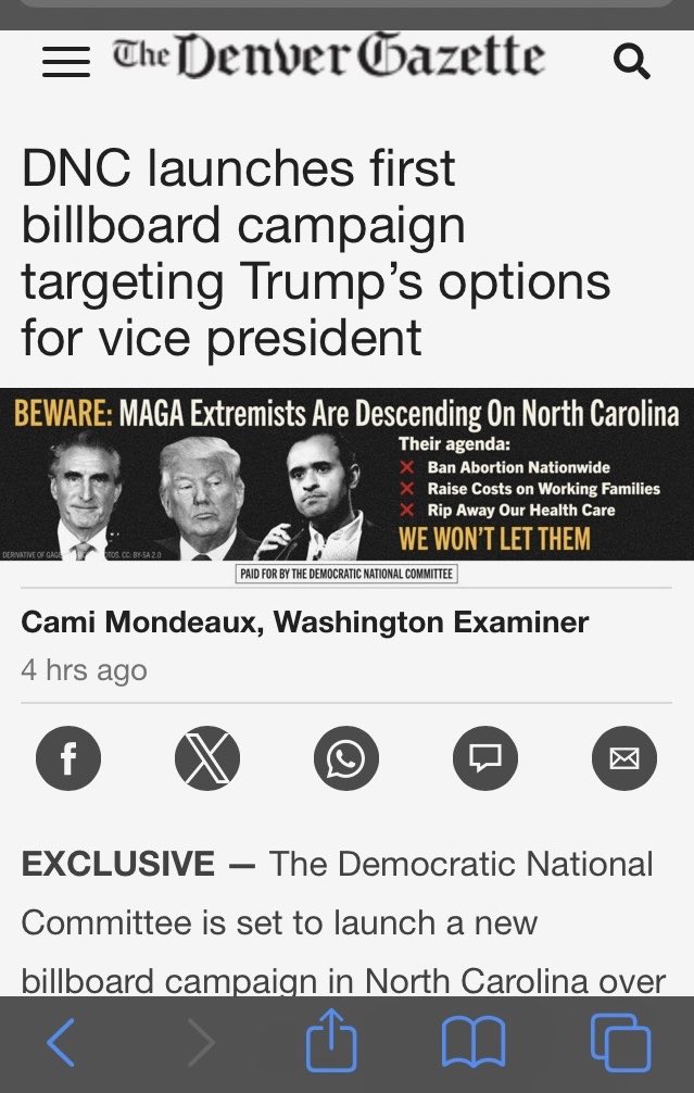 The DNC has launched its first billboard campaign with shameless lies in North Carolina today. They claim the three men in this picture want to ban abortion nationwide, when in fact all three of us have *expressly stated* that it’s an issue for the states. Nice try, ⁦@DNC⁩.