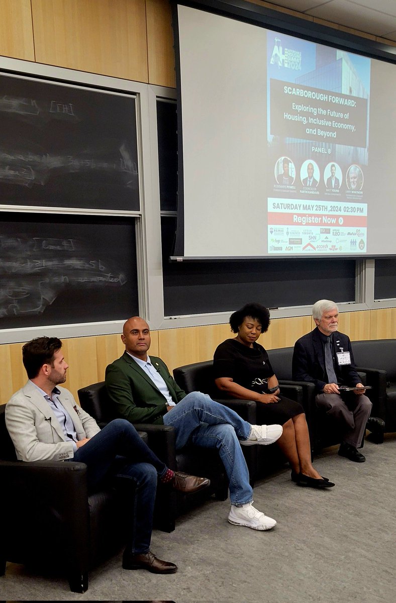 Passionate about all things Scarborough! Final panel of the day features a strong Scarborough focus at the Affordable Housing Summit of @ScarboroughBA From left ~ Matt Young of @Republic_Dev, @ParthiKandavel, Rose Powell of @TCBN_TO & Larry Whatmore of #SCRO #AffordableHousing