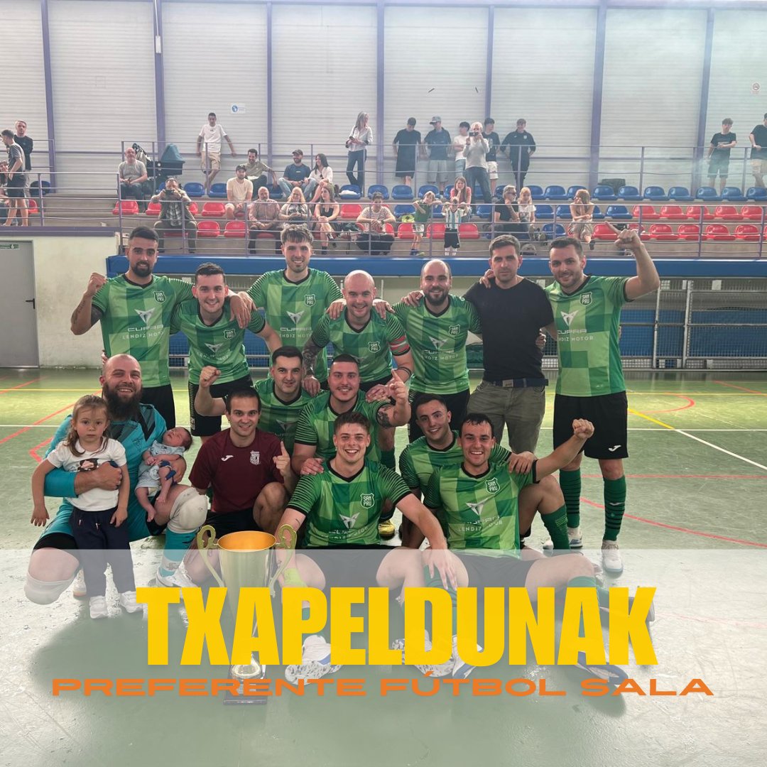aff_faf's tweet photo. 𝐓𝐗𝐀𝐏𝐄𝐋𝐃𝐔𝐍𝐀𝐊  ‼️ 
El San Prudencio  se proclama CAMPEÓN DE PREFERENTE FÚTBOL SALA y asciende a Liga Vasca/ 
San Prudentzio ARETO FUTBOLEKO LEHENTASUNEKO TXAPELDUN izendatu da eta Euskal Ligara igo da.

ZORIONAK ✨✨ @sanpruAD 

#Sanpru #fútbolsala #aretofutbola https://t.co/l9118Vyjf2