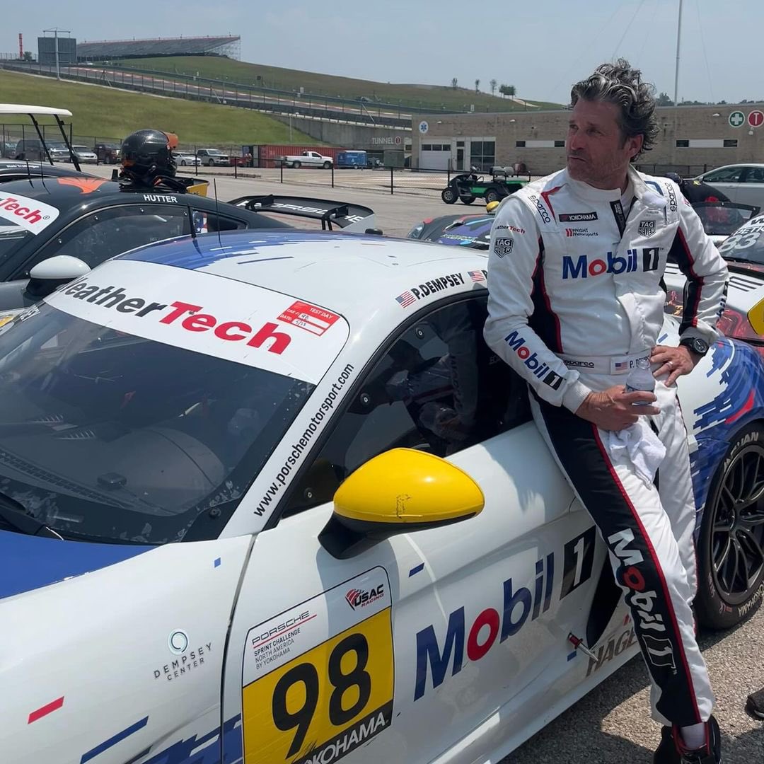 📸 Another photo of Patrick Dempsey after his first race today (25/05) at Circuit of the Americas in Austin, Texas. He finished in 10th place overall and in 5th place in his category. 👏 ——— IG: wrightrac1ng. @PatrickDempsey