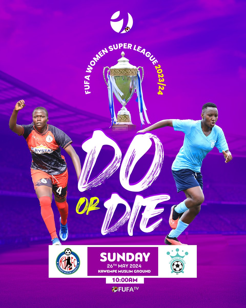 FINAL 💪🏾

The Valley will be the battlefield as @KawempeClub face @FcKampala on the final day of the season this Sunday(Tomorrow) at 10am
Will the Valley Warriors take the Crown off the Queens of Soccer?
Will the Queens protect their Queendom?#WomenFootballUG
#FWSLwithNSLsportsUg