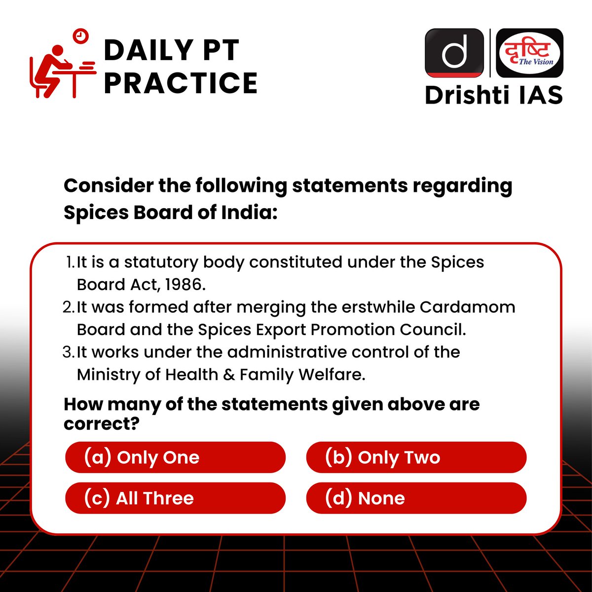 Here is today's PT Practice Question along with the explanation. Best of luck!  

Read More at drishti.xyz/DailyPT  

#UPSC2024 #UPSCPrelims #CurrentAffairsToday #UPSCNewsAnalysis #CurrentAffairs #CurrentAffairs2024 #DrishtiIAS #DrishtiIASEnglish