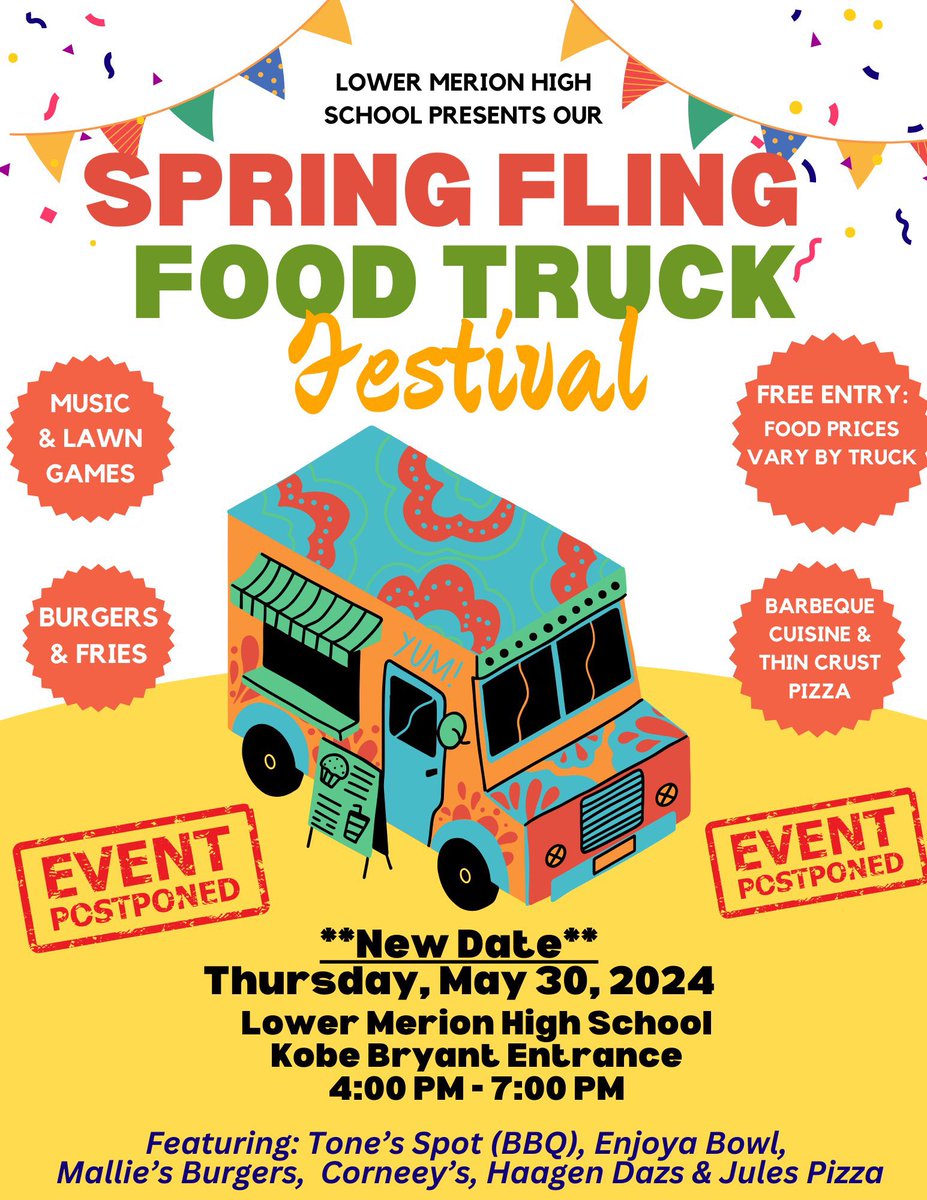 Join us this Thursday, May 30th for our Spring Fling Food Truck Festival. We look forward to seeing you there!!