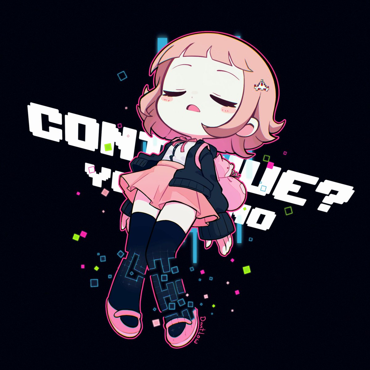 First attempt at doing something in Clip Studio! It's also my first time designing something that might end up as merch, who knows (fingers crossed ;__;).
 I really love Chiaki <3
#danganronpa #chiaki #nanami #fanart #illustration