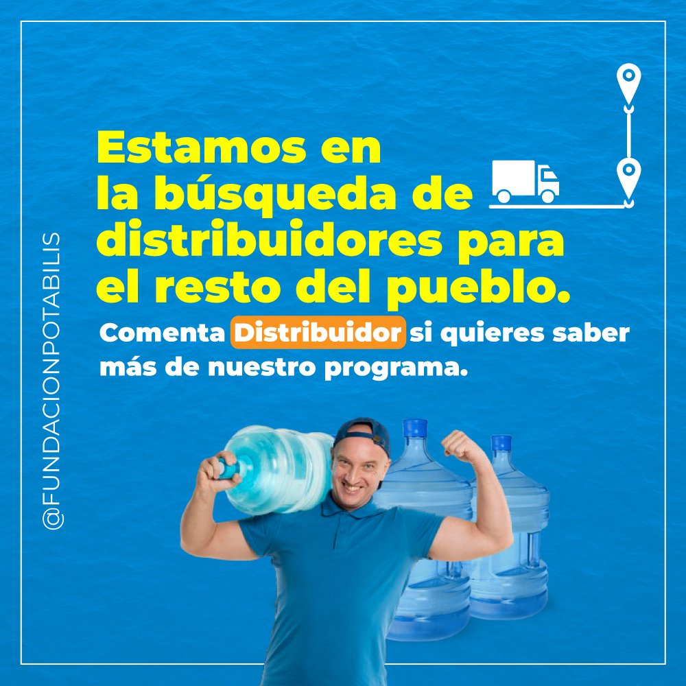 fundapotabilis's tweet photo. Estamos en la búsqueda de distribuidores para el resto del pueblo. Comenta "Distribuidor" si quieres saber más de nuestro programa y cómo puedes ayudar a tu comunidad. 🚚🌍

#FundacionPotabilis #DistribucionDeAgua #Canoabo https://t.co/Zza69E0OWL