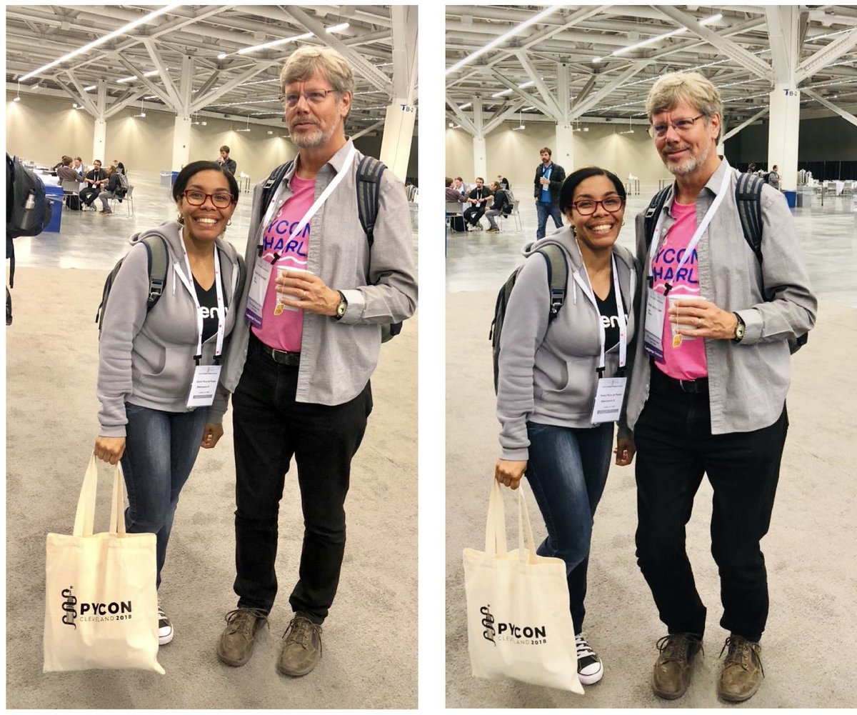 dennyperez18's tweet image. With Guido, it&apos;s always fun to find him in the hallways, say hello, and ask for a photo. Since 2018 when I attended my first PyCon, I told him he was taller in person, and he bent down a little to look like the size I imagined. To keep tradition, here is the photo from #PyConUS24