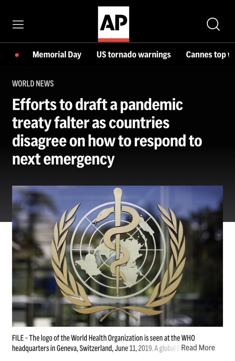 🚨While mainstream media is trying to convince “the pandemic treaty efforts failed”, we remember the IHR amendments can still pass at the upcoming WHO assembly in Geneva on May 27 - June 1st. Also, the treaty can be brought back later. The tactic of pretending to minimize the