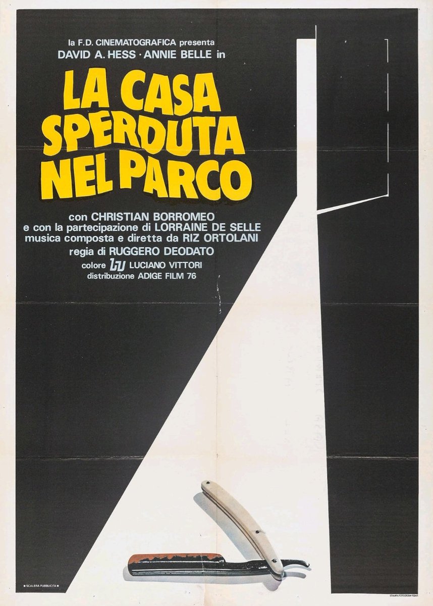 Italian film poster for #RuggeroDeodato's #HouseOnTheEdgeOfThePark (1980) #DavidHess #AnnieBelle #GiovanniLombardoRadice #ChristianBorromeo #LorraineDeSelle
#VideoNasty