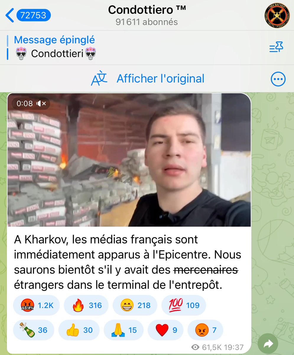 AmourskyCyrille's tweet photo. Une journée très difficile à #Kharkiv aujourd’hui.

J’ai été confronté à des scènes violentes, impardonnables, dans un quartier résidentiel.

Des civils ont été délibérément ciblés et tués.

Certains, malgré les preuves irréfutables,  ont tenté de justifier ce massacre en expliquant que:

1- C’était un stock de munitions (ce qui est bien évidemment faux, et mes vidéos sur place attestent de cela. Autrement, aucun journaliste n’aurait pu se rendre sur place.)

2- Que ma présence sur place est une preuve que des « mercenaires français » sont en Ukraine (eh oui, les journalistes sont censés faire du terrain.)

3- Ce que je filmais était en réalité faux et que j’avais un fond vert derrière moi.

Alors, sachez une chose: je vous méprise, et le dialogue avec des apologistes de crimes de guerre ne m’intéresse pas.

J’espère que vous paierez tous très chers pour les mensonges dégueulasses et aberrants que vous répandez sur le dos des morts civils en Ukraine.