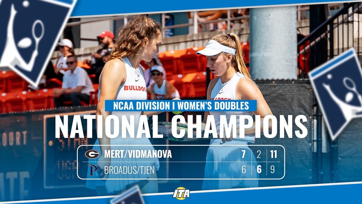 𝐓𝐡𝐞 𝐁𝐮𝐥𝐥𝐝𝐨𝐠𝐬 𝐀𝐫𝐞 𝐍𝐚𝐭𝐢𝐨𝐧𝐚𝐥 𝐂𝐡𝐚𝐦𝐩𝐢𝐨𝐧𝐬 🏆 Aysegul Mert and Dasha Vidmanova of Georgia are your 2024 NCAA Division I Women's Tennis Doubles National Champions! #WeAreCollegeTennis | #NCAATennis