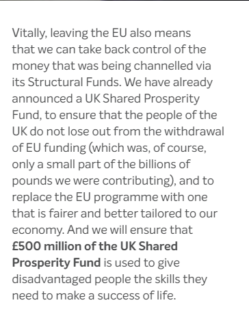 UKSPF was also an element of the 2019 manifesto.. and retaining like-for-like EU funding was a key Vote Leave commitment.