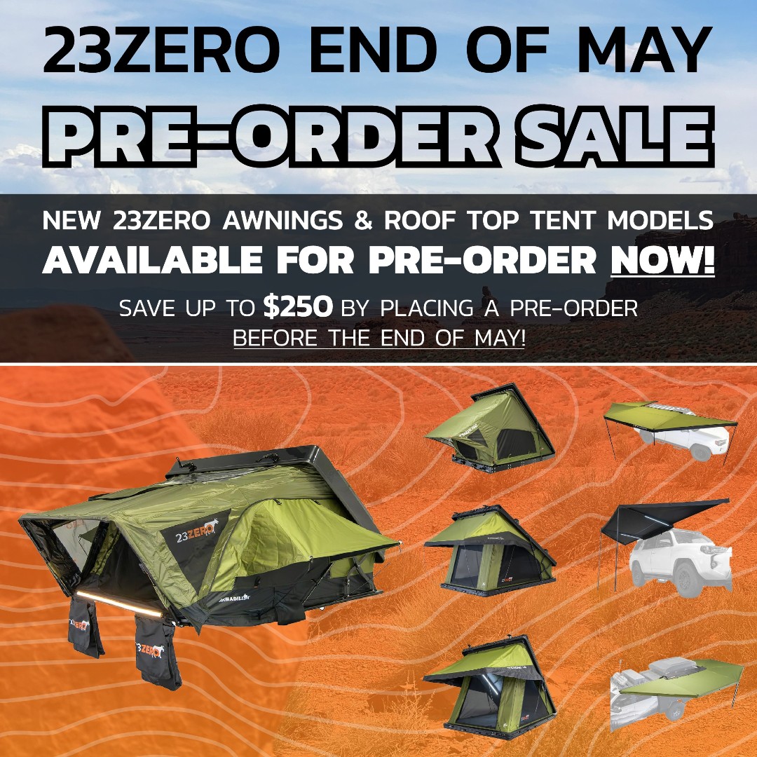 offgridtrailers's tweet photo. 🔥23ZERO END OF MAY SALE! 🔥 Available at OFF GRID TRAILERS!

New Awnings: Peregrine PRO 180°, 270° (5 &amp; 6-arm)
New Roof Top Tents: Kabari PRO, 3.0, XL, X2 Slim

Pre-order by May 31st!
Offer only valid in Canada.
 
Learn more: https://t.co/zgWbsoiSZd

#offgridtrailers #23Zero https://t.co/W1vFphg9S1