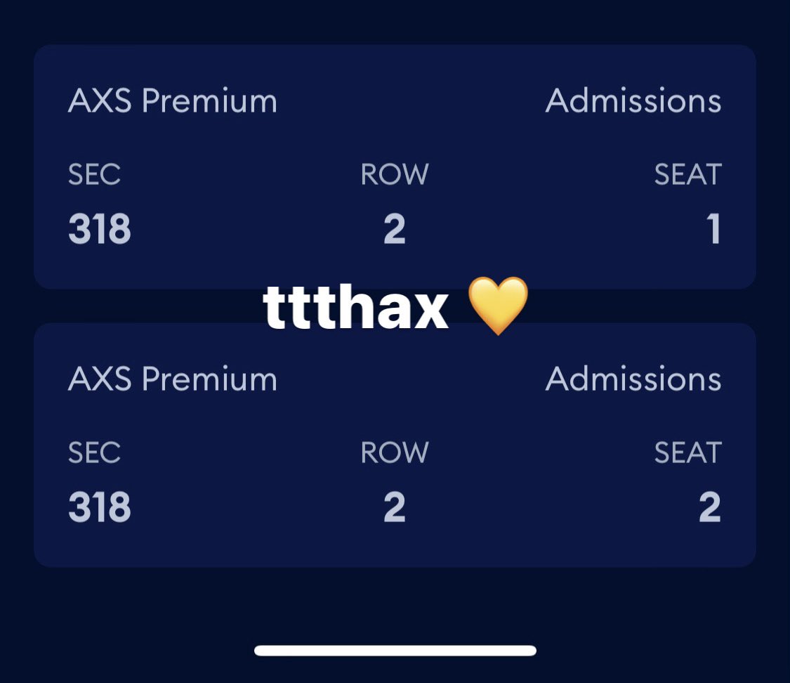 ttthax's tweet photo. WTS 
2 tickets for TXT Concert in Houston on 05/26/24, 7:30PM at Minute Maid Park

✨ Section 318 Row 2 Seats 1-2

$150 together or individually for $75 but willing to negotiate.

I’m also willing to FT or provide more proof. I just really need them out of my hands. https://t.co/D5U2vqUSCs
