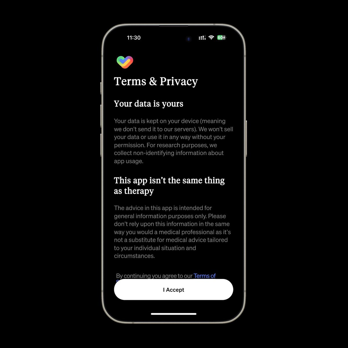 100-day Ul challenge using @DailyUI 

Day 89: Agree to Terms

Recreated the 'Terms & Privacy' screen from 'How We Feel' mobile app. @HowWeFeel 

Steady Cooking👨🏾‍🍳❤️

#DailyUl #UlChallenge #productdesign #ui #uiux #DevAndDesign