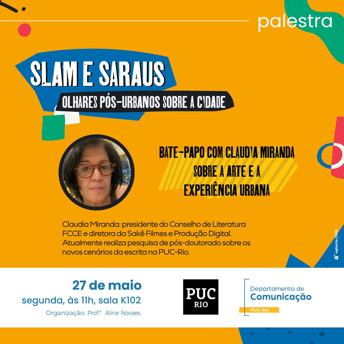 Claudia Miranda é a convidada da professora Aline Novaes, da disciplina "Como olhar a arte", em uma palestra sobre a importância de debater arte e a experiência urbana. Participe!
Venha entender mais sobre esse tema!